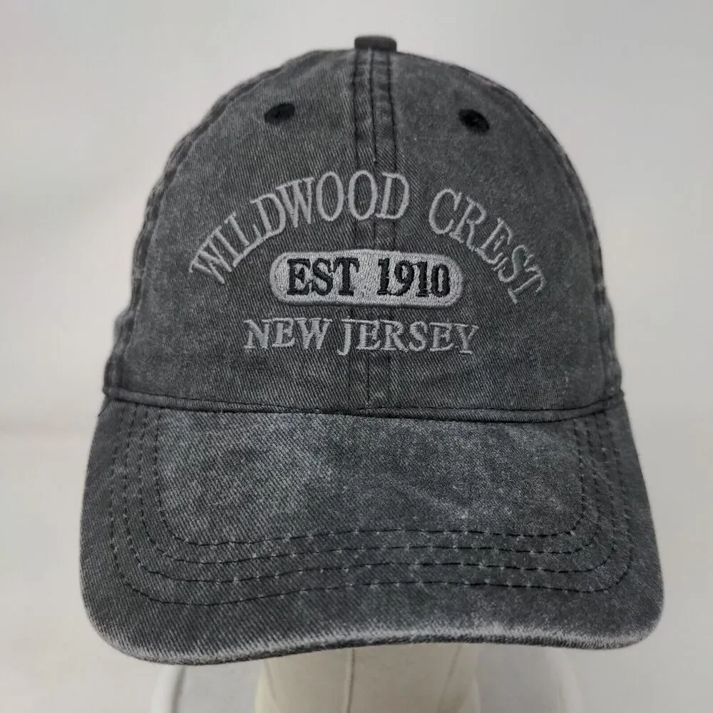Wildwood Crest New Jersey Est. 1910 Strapback Hat Gray Embroidered Lucky 7